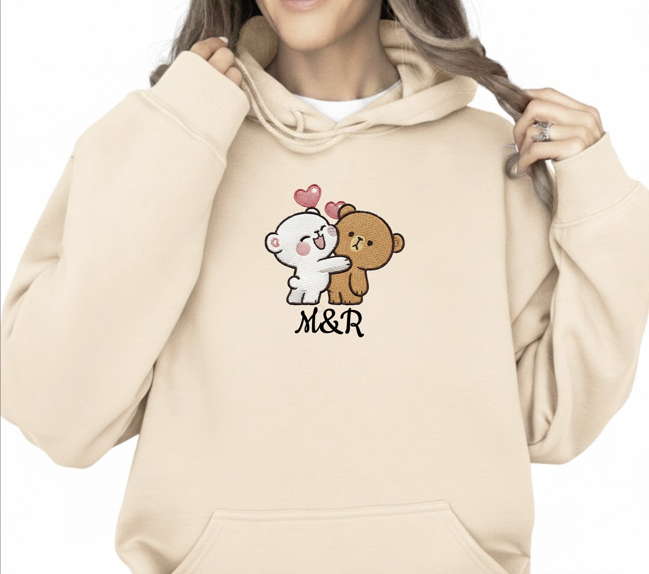 Bären verliebt Pullover oder Hoodie besticktes Geschenk für Paare