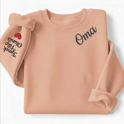 Geschenk für Oma, Pulloverärmel mit den Namen der Enkelkinder Pullover oder Hoodie besticktes zum Oma-Tag