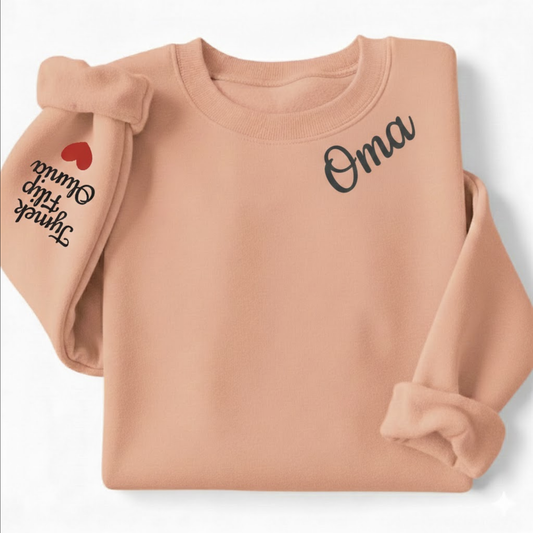 Geschenk für Oma, Pulloverärmel mit den Namen der Enkelkinder Pullover oder Hoodie besticktes zum Oma-Tag