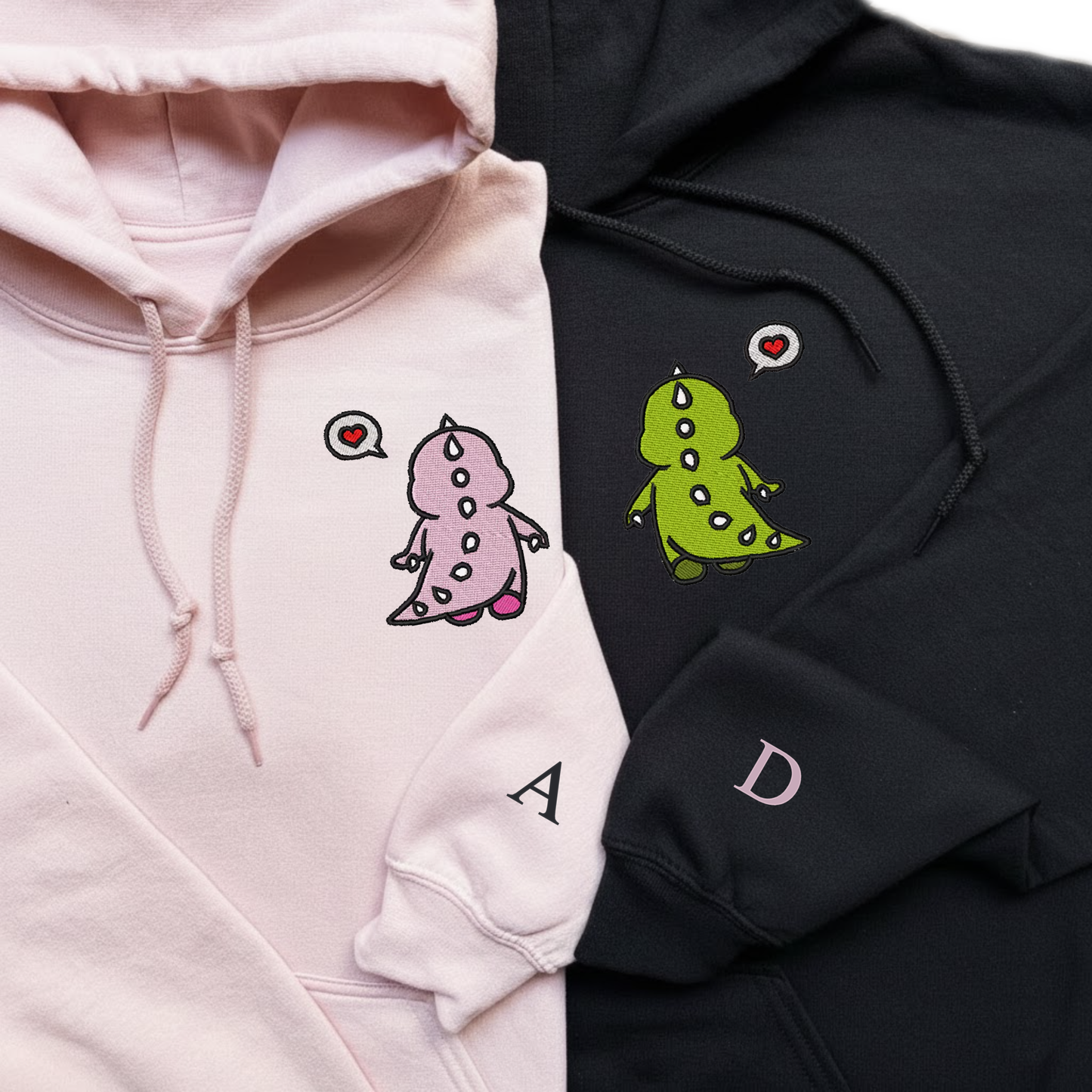 Drachen verliebt Pullover oder Hoodie besticktes Geschenk für Paare