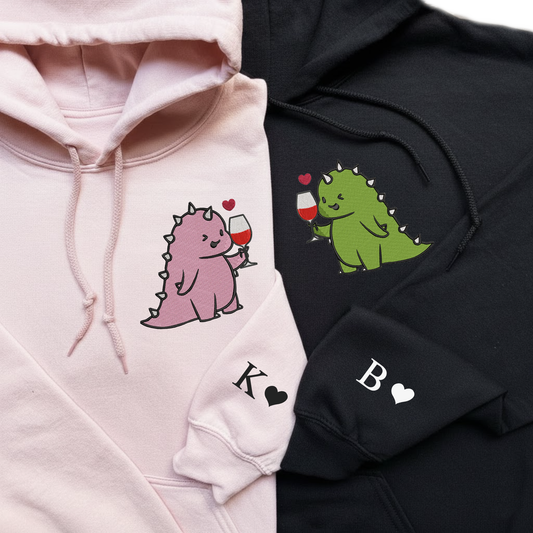 Drachen verliebt Pullover oder Hoodie besticktes Geschenk für Paare