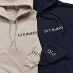 Römische Datum Pullover oder Hoodie für Paare, besticktes Geschenk