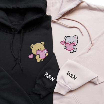 Bären verliebt Pullover oder Hoodie besticktes Geschenk für Paare