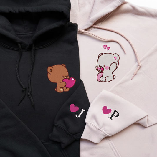 Bären verliebt Pullover oder Hoodie besticktes Geschenk für Paare