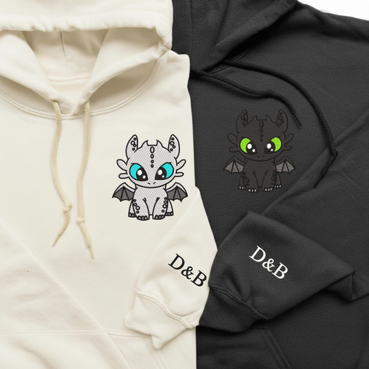 Drachen Pullover oder Hoodie besticktes Geschenk für Paare