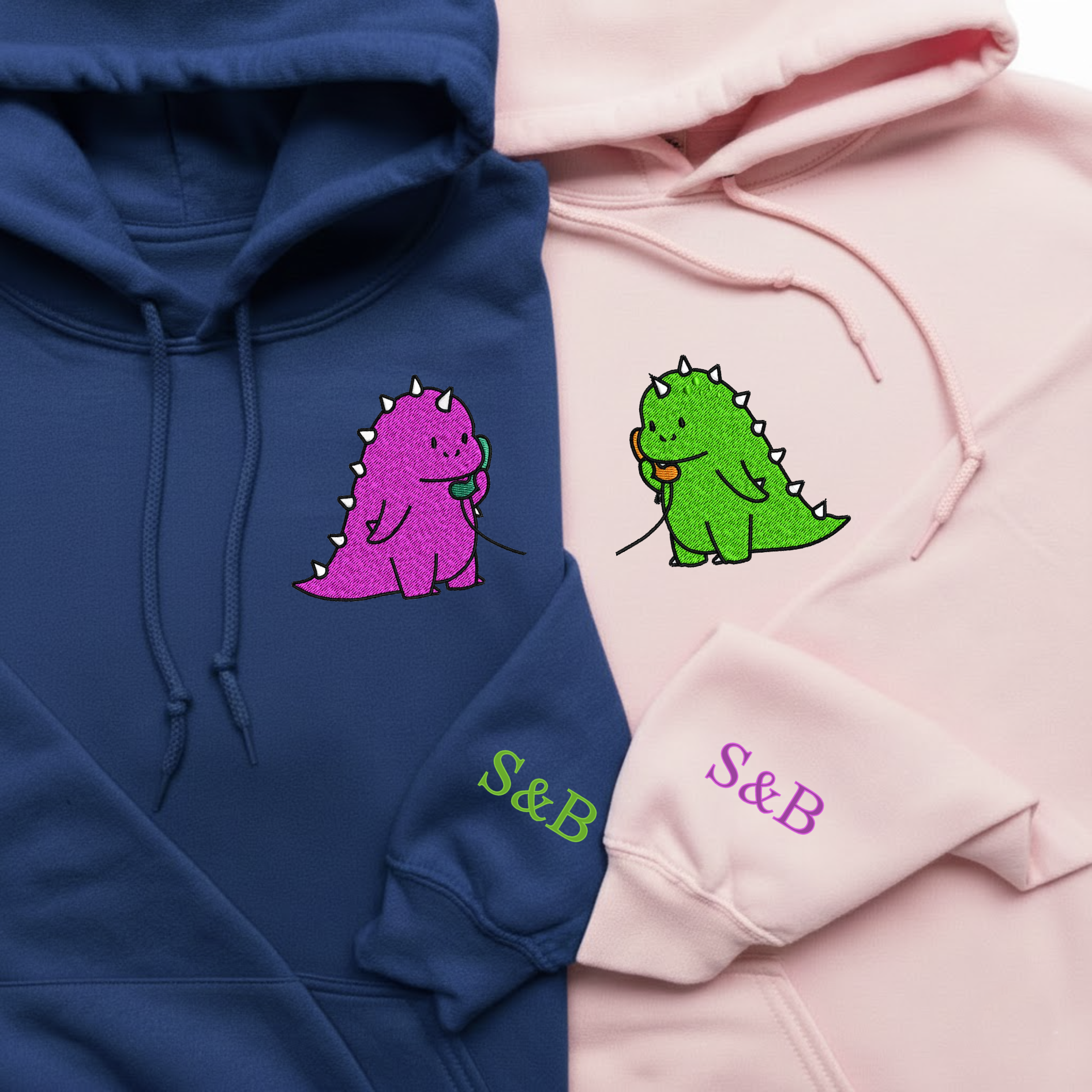 Drachen verliebt Pullover oder Hoodie besticktes Geschenk für Paare