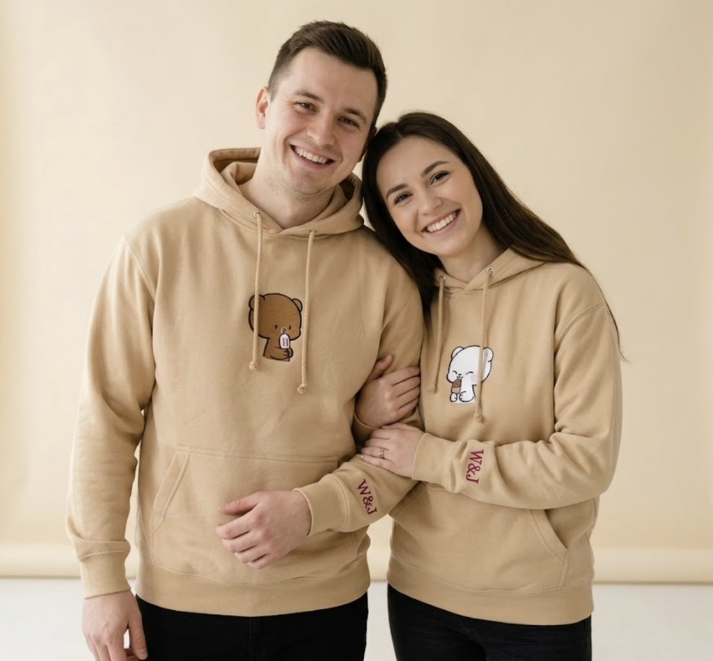 Bären verliebt Pullover oder Hoodie besticktes Geschenk für Paare