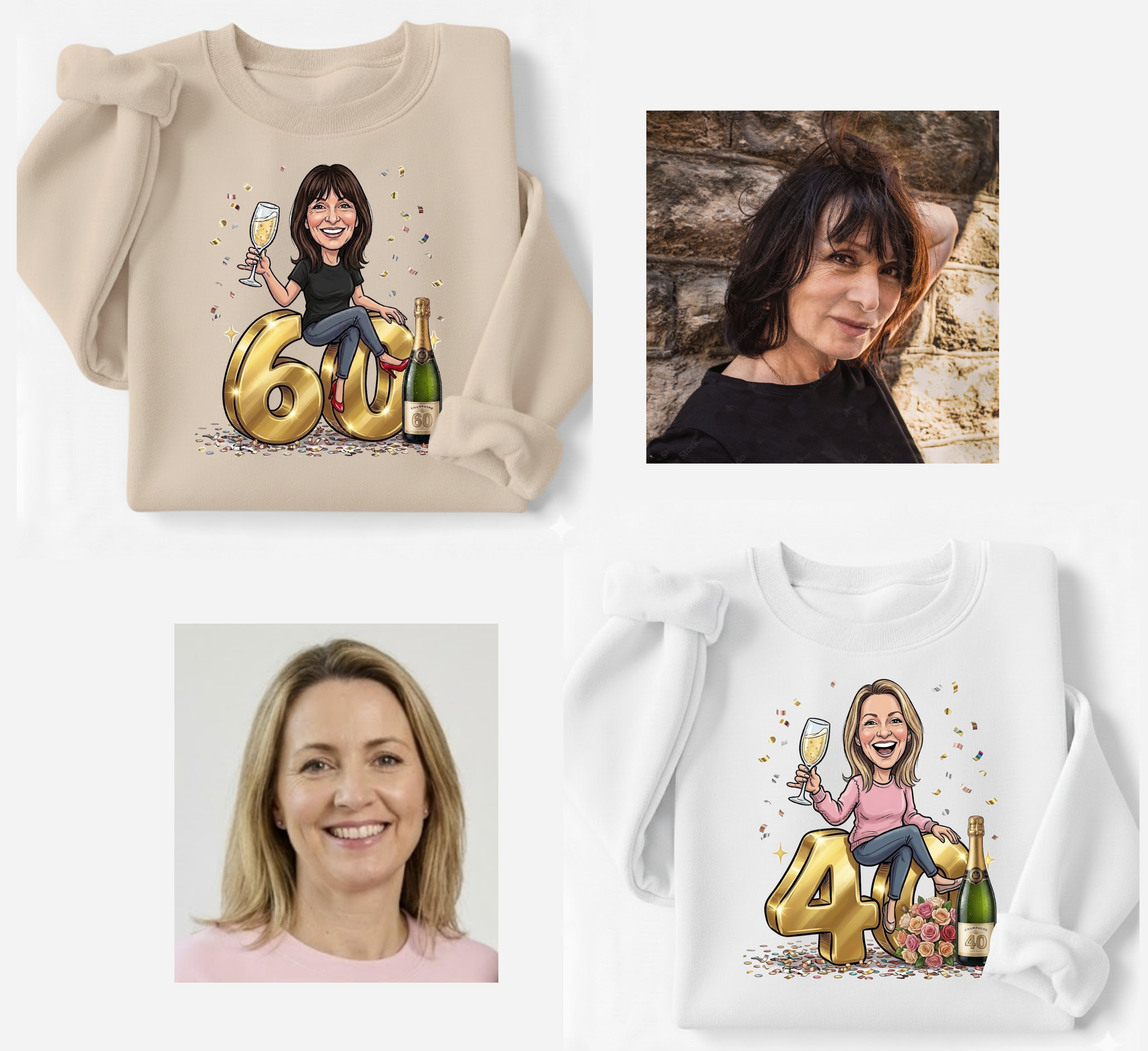 Sweatshirt oder Kapuzenpullover mit lustiger Geburtstagskarikatur nach Foto. Geburtstagsgeschenk